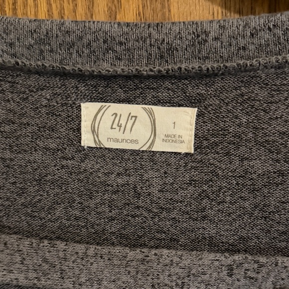 Maurices Heather Gray Lace-Up V-Neck Long Sleeve Top - Picture 2 of 2